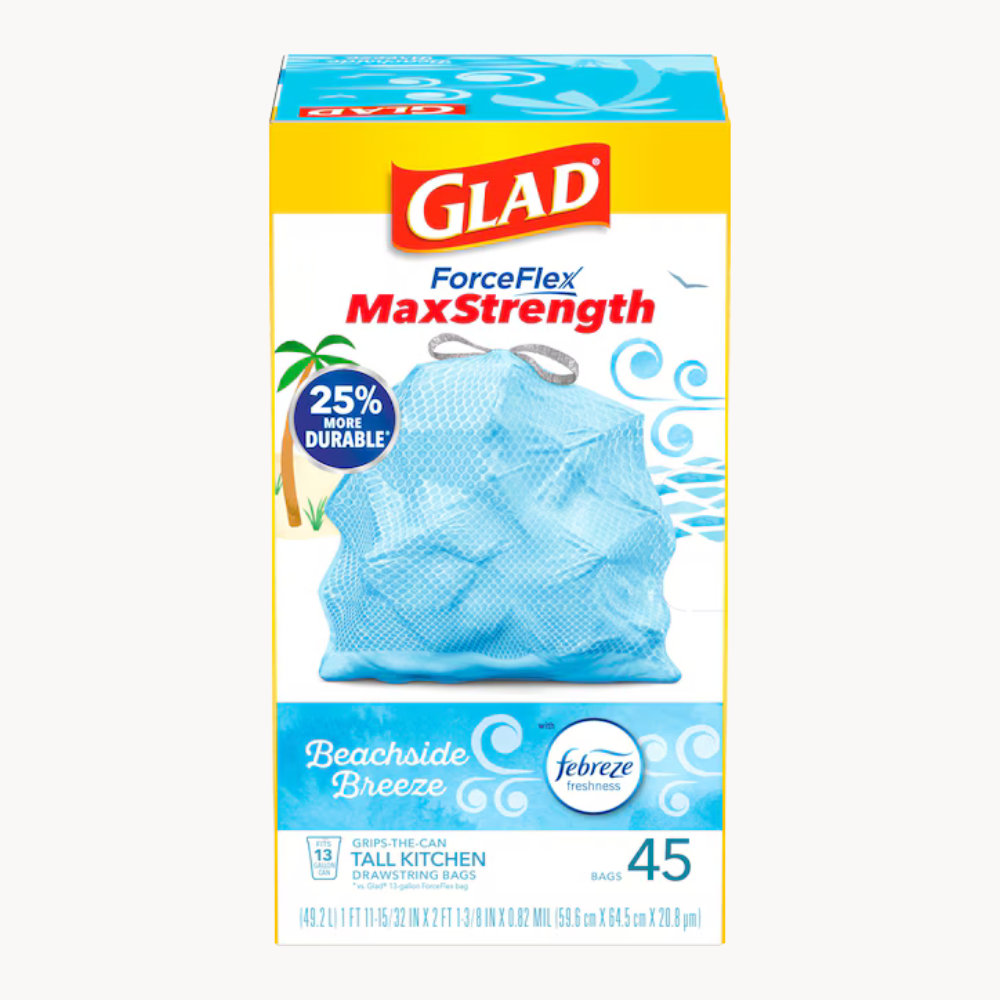 Glad ForceFlex Odor Shield trash bags Beach Breeze 34 ct