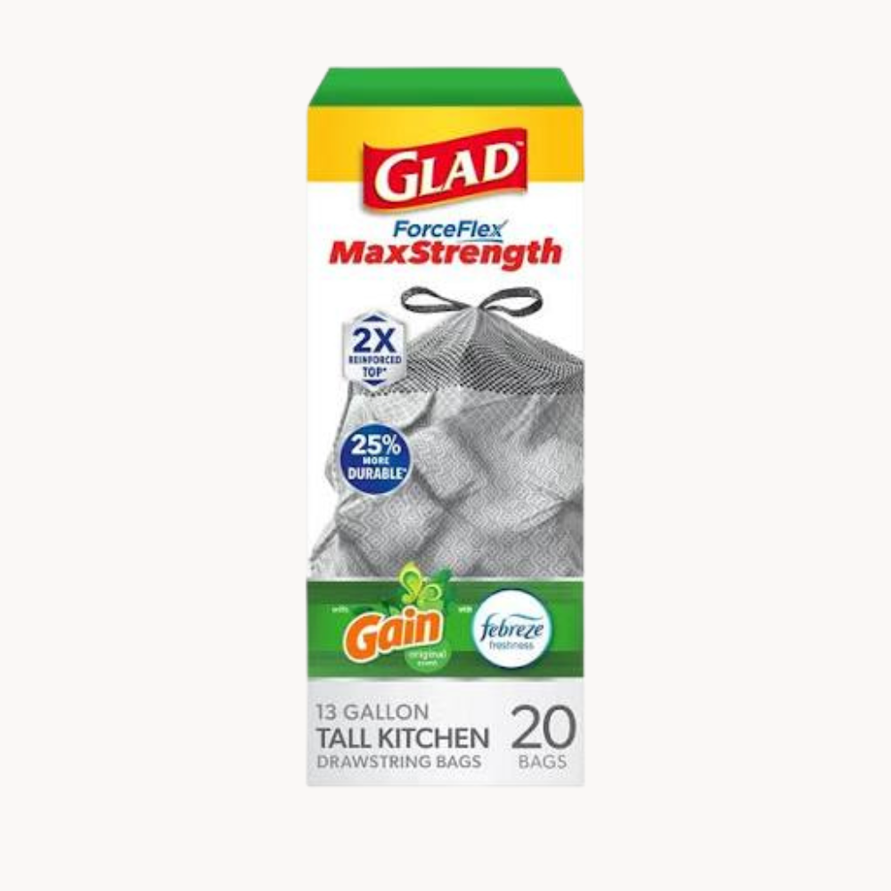 Glad ForceFlex Drawstring trash bags Odor free 34 ct